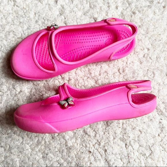 CROCS Other - Crocs: Hot Pink Crocs Girls' Butterfly Gabby Flat Size 13